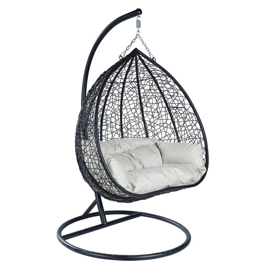 Recluse Two-Person Seater Hanging Egg Swing Chair with Teardrop Design