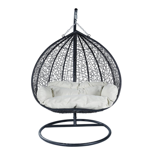 Recluse Two-Person Seater Hanging Egg Swing Chair with Teardrop Design