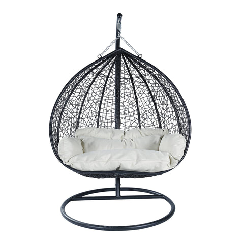 Recluse Two-Person Seater Hanging Egg Swing Chair with Teardrop Design