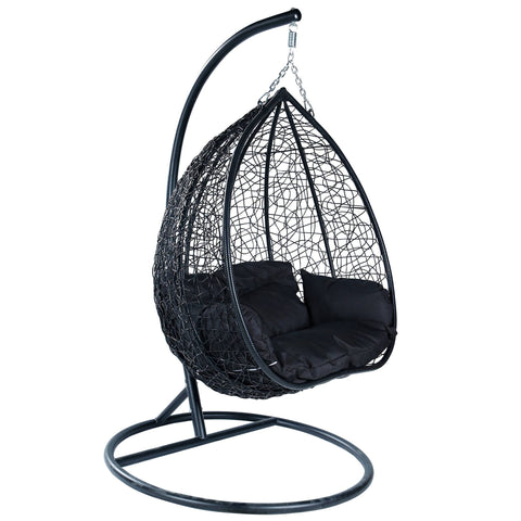 Recluse Two-Person Seater Hanging Egg Swing Chair with Teardrop Design