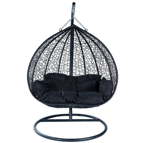 Recluse Two-Person Seater Hanging Egg Swing Chair with Teardrop Design