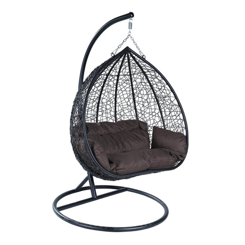 Recluse Two-Person Seater Hanging Egg Swing Chair with Teardrop Design