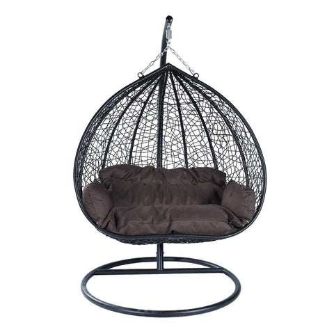 Recluse Two-Person Seater Hanging Egg Swing Chair with Teardrop Design
