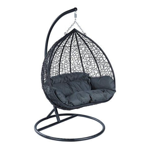 Recluse Two-Person Seater Hanging Egg Swing Chair with Teardrop Design