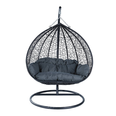 Recluse Two-Person Seater Hanging Egg Swing Chair with Teardrop Design