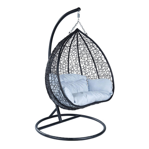 Recluse Two-Person Seater Hanging Egg Swing Chair with Teardrop Design