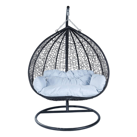 Recluse Two-Person Seater Hanging Egg Swing Chair with Teardrop Design