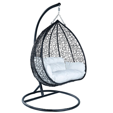 Recluse Two-Person Seater Hanging Egg Swing Chair with Teardrop Design