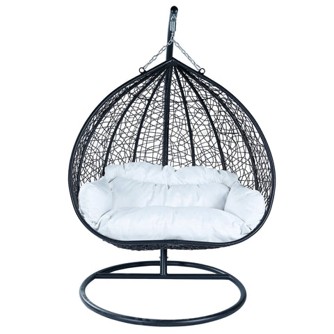 Recluse Two-Person Seater Hanging Egg Swing Chair with Teardrop Design