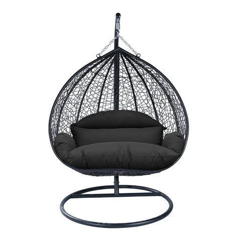 Recluse Modern Outdoor Egg Swing Chair Black/Brown/Grey Frame in Teardrop Design with ES57 Cushion