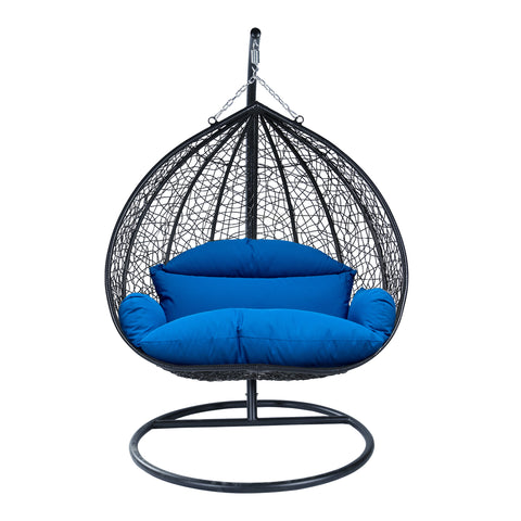 Recluse Modern Outdoor Egg Swing Chair Black/Brown/Grey Frame in Teardrop Design with ES57 Cushion