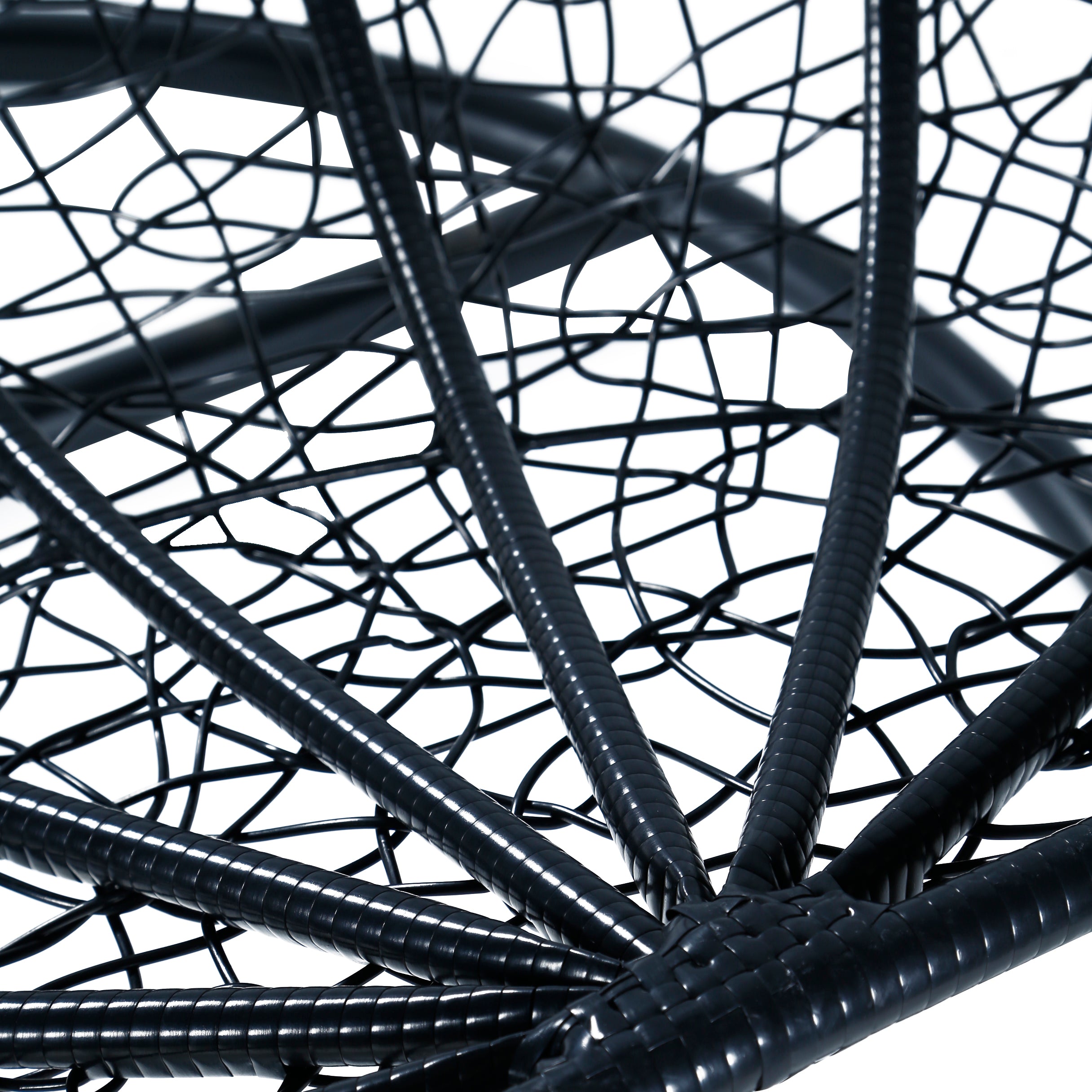 Recluse Modern Outdoor Egg Swing Chair Black/Brown/Grey Frame in Teardrop Design with ES57 Cushion