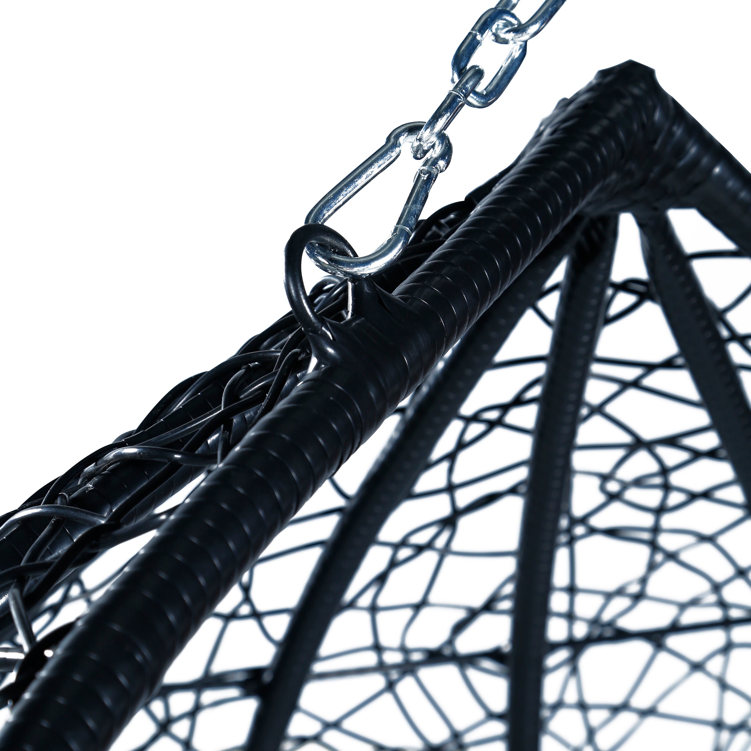 Recluse Modern Outdoor Egg Swing Chair Black/Brown/Grey Frame in Teardrop Design with ES57 Cushion