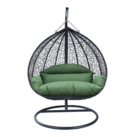 Recluse Modern Outdoor Egg Swing Chair Black/Brown/Grey Frame in Teardrop Design with ES57 Cushion