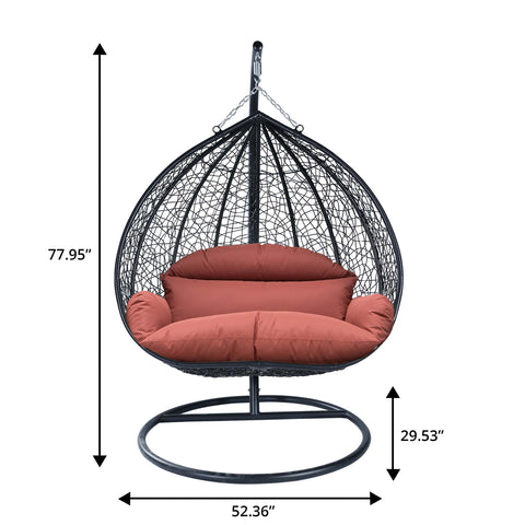 Recluse Modern Outdoor Egg Swing Chair Black/Brown/Grey Frame in Teardrop Design with ES57 Cushion