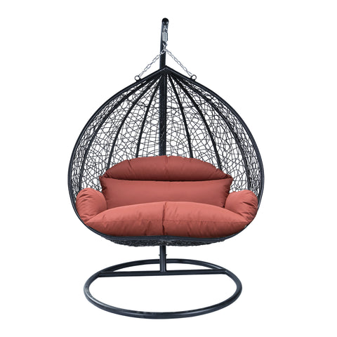 Recluse Modern Outdoor Egg Swing Chair Black/Brown/Grey Frame in Teardrop Design with ES57 Cushion
