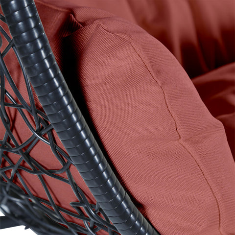 Recluse Modern Outdoor Egg Swing Chair Black/Brown/Grey Frame in Teardrop Design with ES57 Cushion