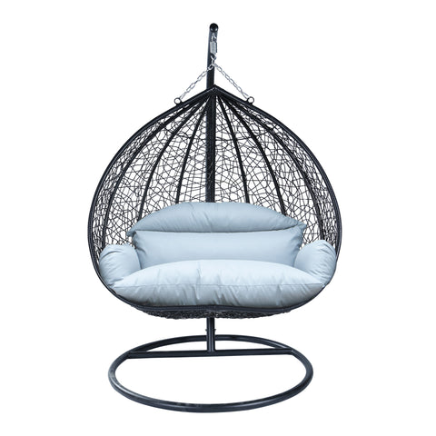 Recluse Modern Outdoor Egg Swing Chair Black/Brown/Grey Frame in Teardrop Design with ES57 Cushion