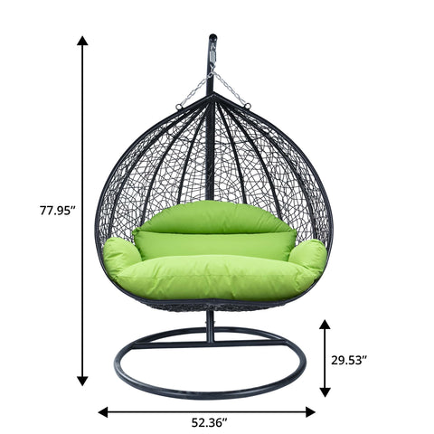 Recluse Modern Outdoor Egg Swing Chair Black/Brown/Grey Frame in Teardrop Design with ES57 Cushion