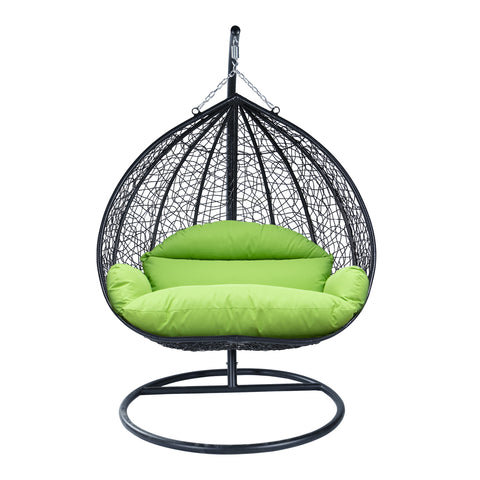 Recluse Modern Outdoor Egg Swing Chair Black/Brown/Grey Frame in Teardrop Design with ES57 Cushion