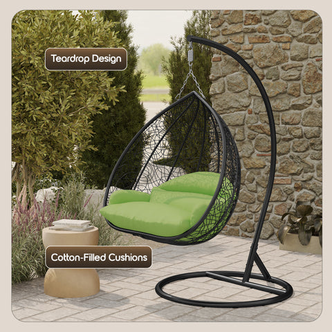 Recluse Modern Outdoor Egg Swing Chair Black/Brown/Grey Frame in Teardrop Design with ES57 Cushion