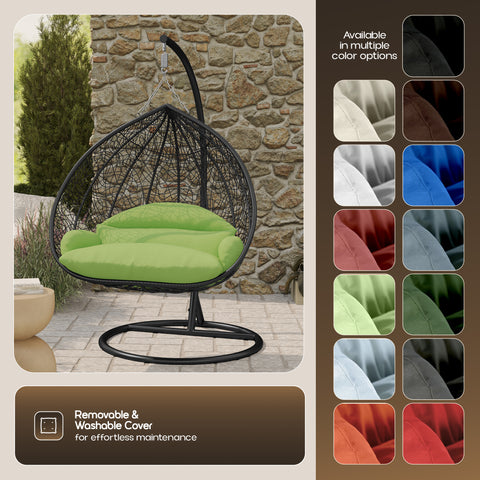 Recluse Modern Outdoor Egg Swing Chair Black/Brown/Grey Frame in Teardrop Design with ES57 Cushion