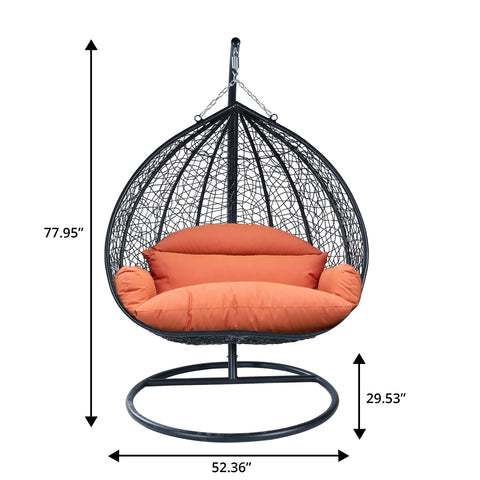 Recluse Modern Outdoor Egg Swing Chair Black/Brown/Grey Frame in Teardrop Design with ES57 Cushion
