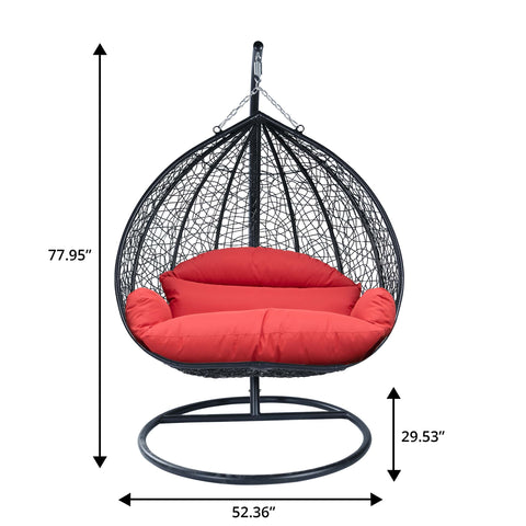 Recluse Modern Outdoor Egg Swing Chair Black/Brown/Grey Frame in Teardrop Design with ES57 Cushion