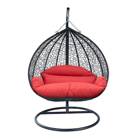 Recluse Modern Outdoor Egg Swing Chair Black/Brown/Grey Frame in Teardrop Design with ES57 Cushion