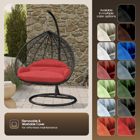 Recluse Modern Outdoor Egg Swing Chair Black/Brown/Grey Frame in Teardrop Design with ES57 Cushion