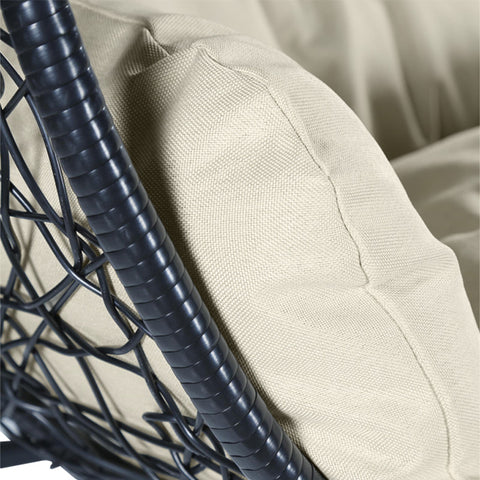 Recluse Modern Outdoor Egg Swing Chair Black/Brown/Grey Frame in Teardrop Design with ES57 Cushion