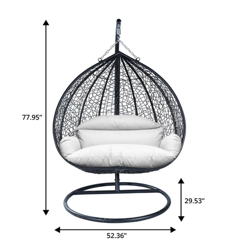 Recluse Modern Outdoor Egg Swing Chair Black/Brown/Grey Frame in Teardrop Design with ES57 Cushion