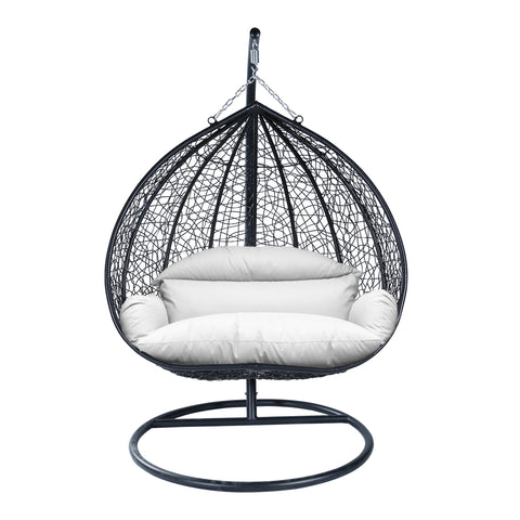 Recluse Modern Outdoor Egg Swing Chair Black/Brown/Grey Frame in Teardrop Design with ES57 Cushion