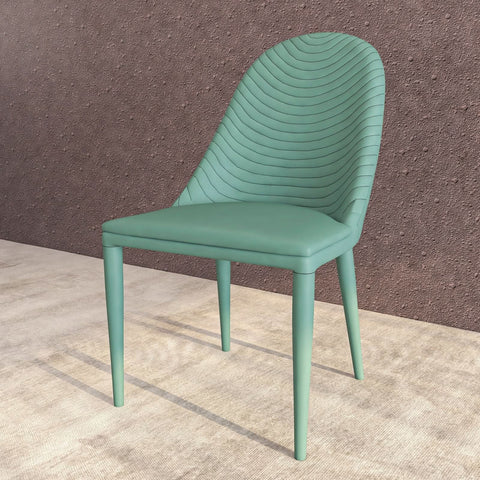 LeisureMod Seville Modern Dining Chair Upholstered Leather with Metal Legs