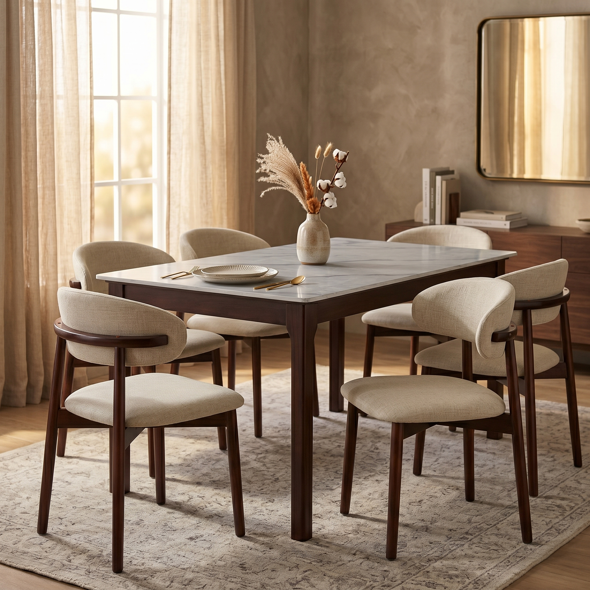 Sable Dining Chair with Leather Seats and Rubberwood Legs