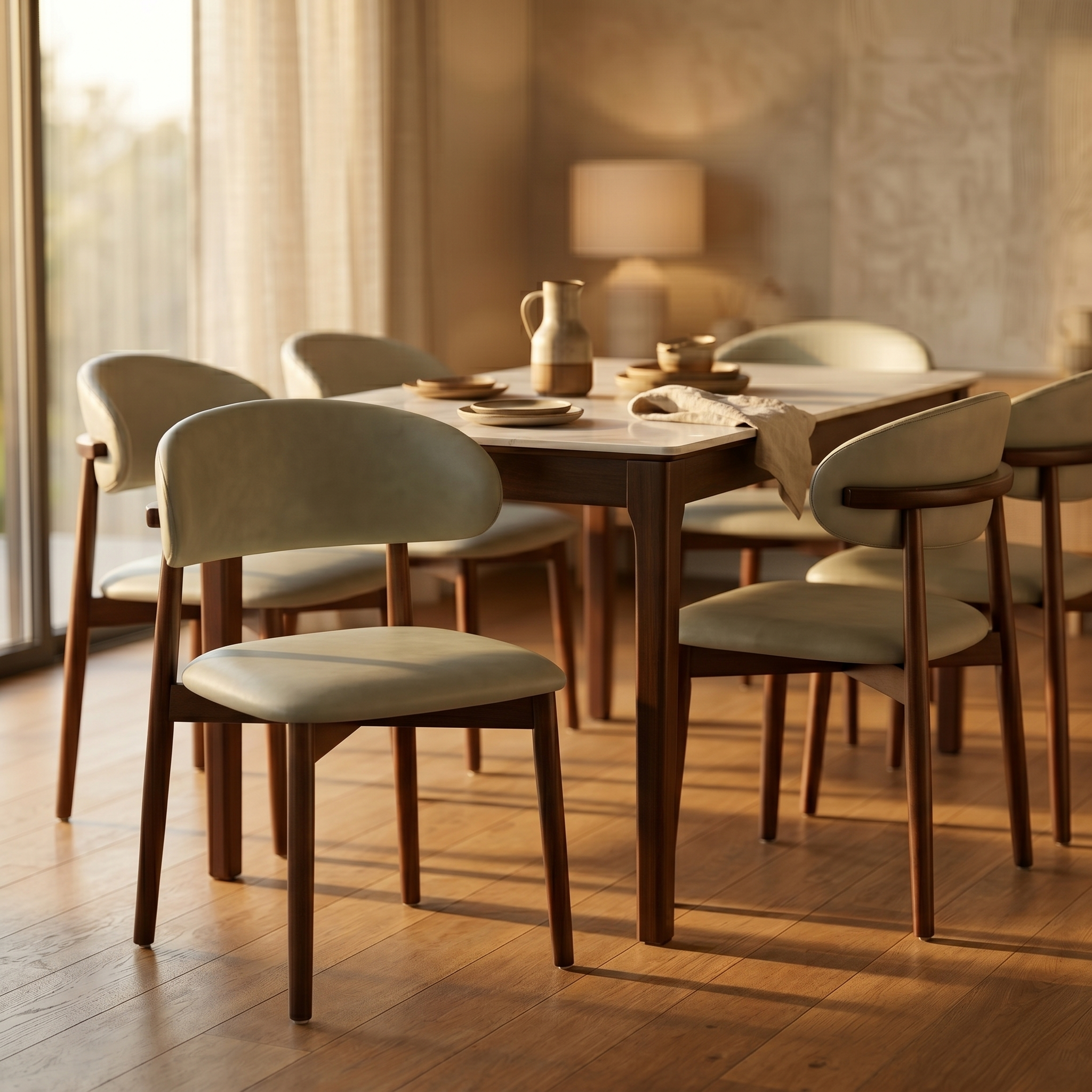 Sable Dining Chair with Leather Seats and Rubberwood Legs
