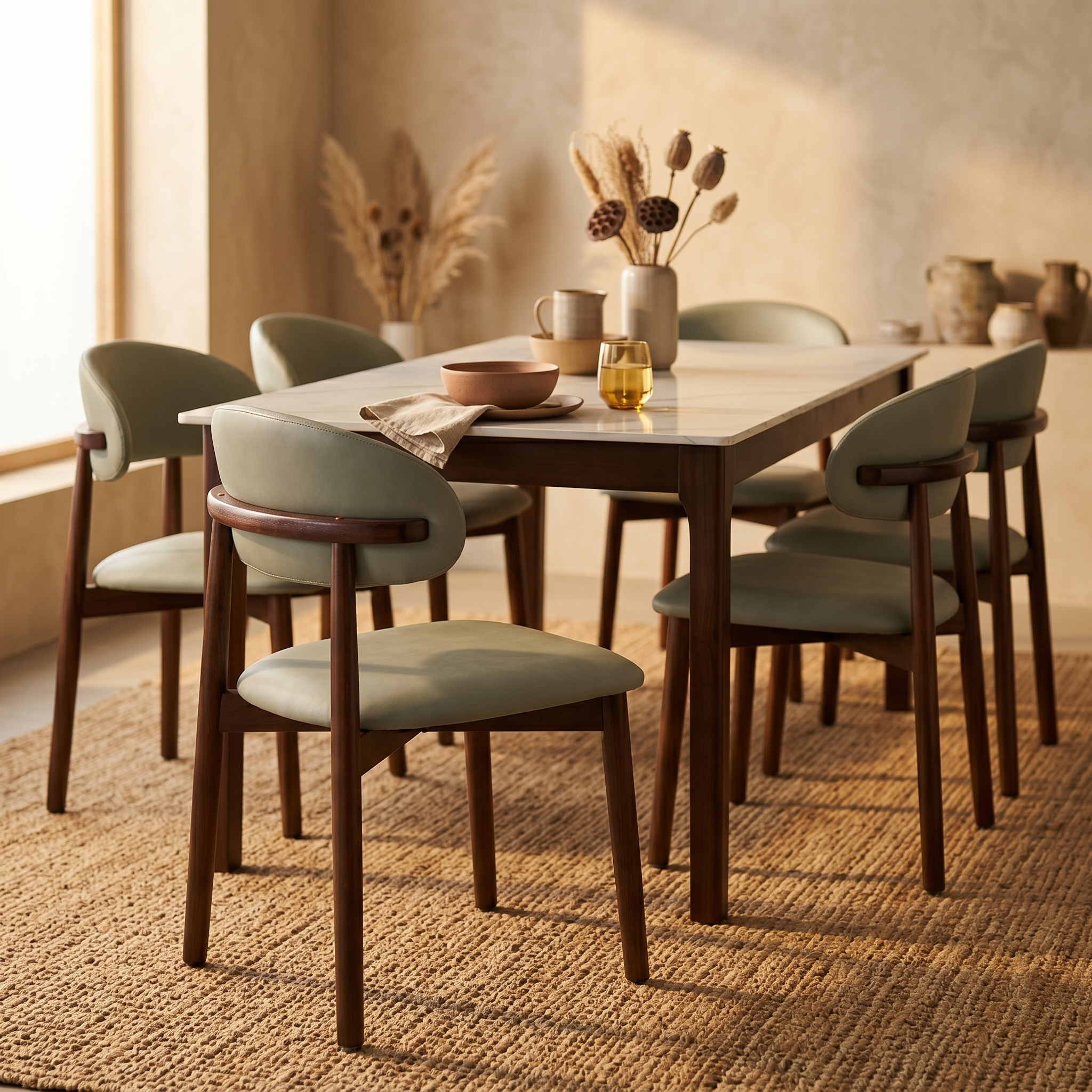 Sable Dining Chair with Leather Seats and Rubberwood Legs
