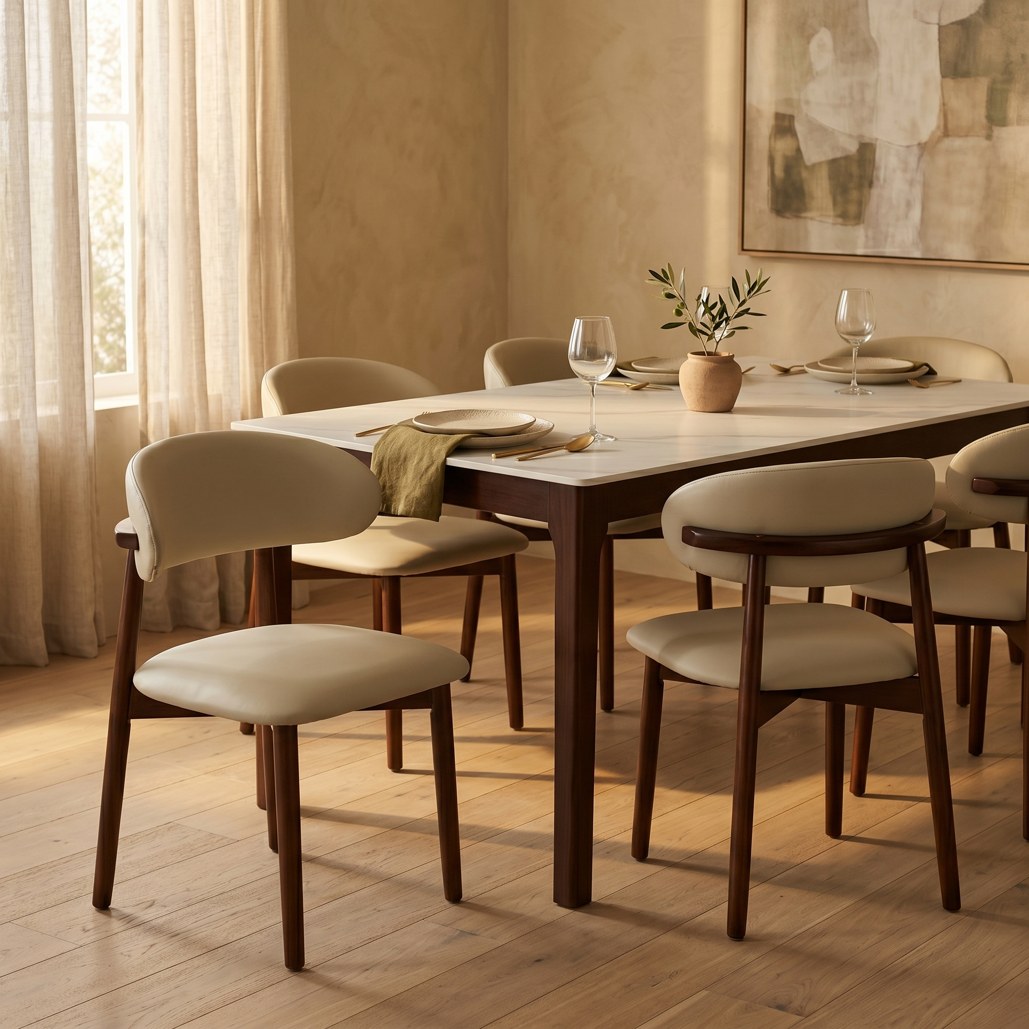 Sable Dining Chair with Leather Seats and Rubberwood Legs