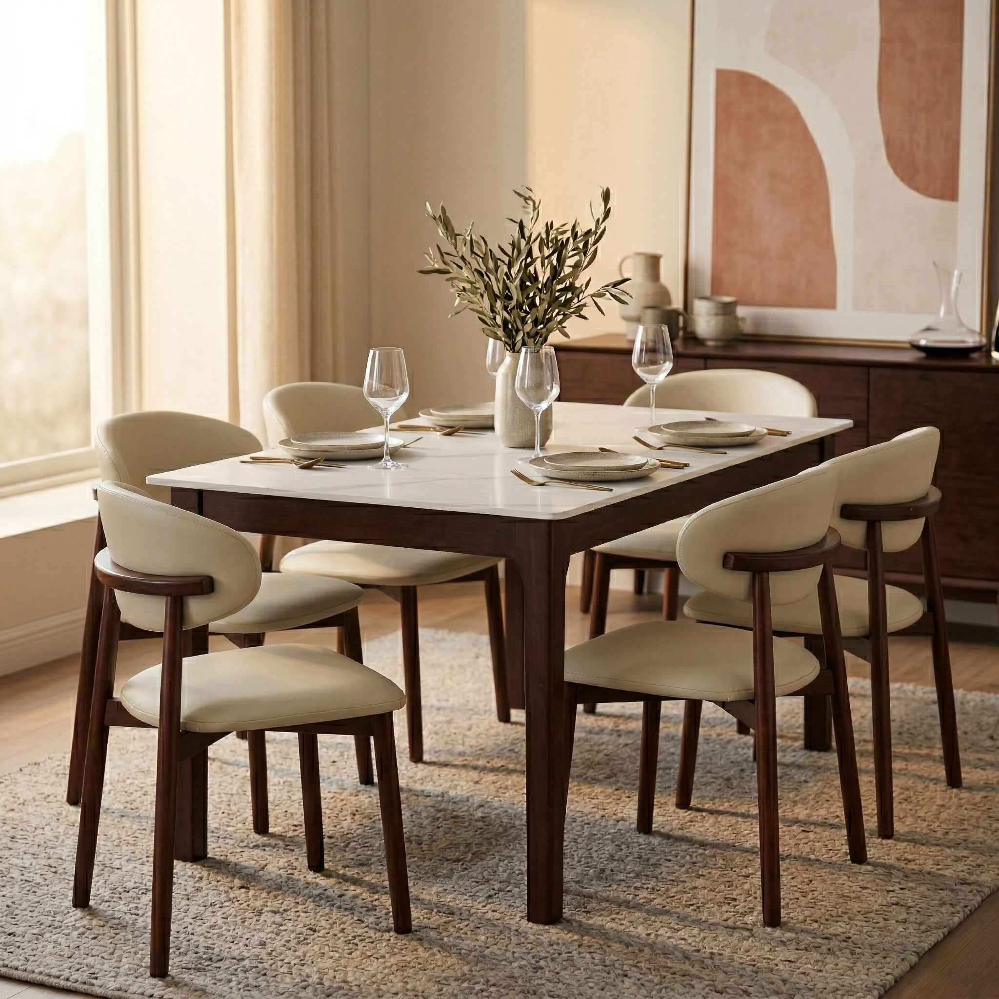 Sable Dining Chair with Leather Seats and Rubberwood Legs