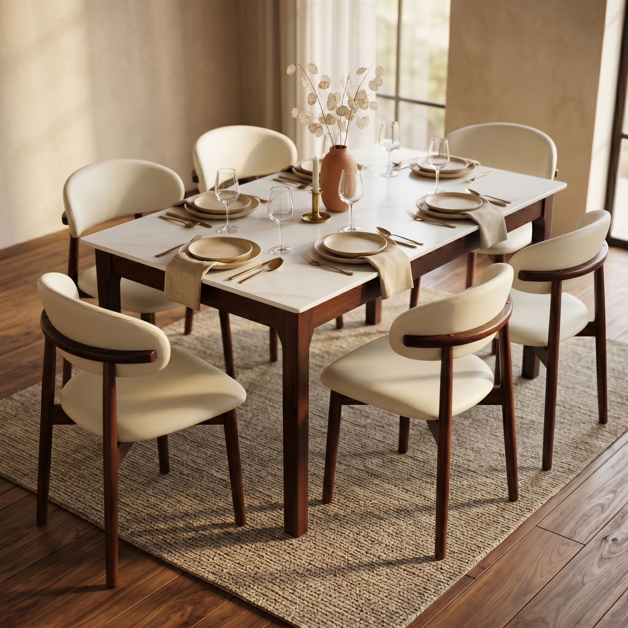 Sable Dining Chair with Leather Seats and Rubberwood Legs