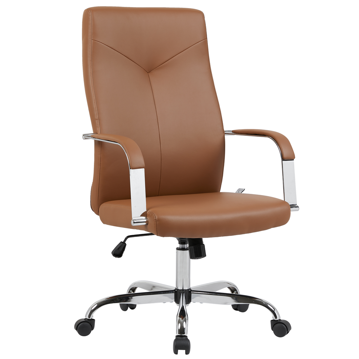 Sonora High-Back Leather Office Chair in Chrome Steel Base
