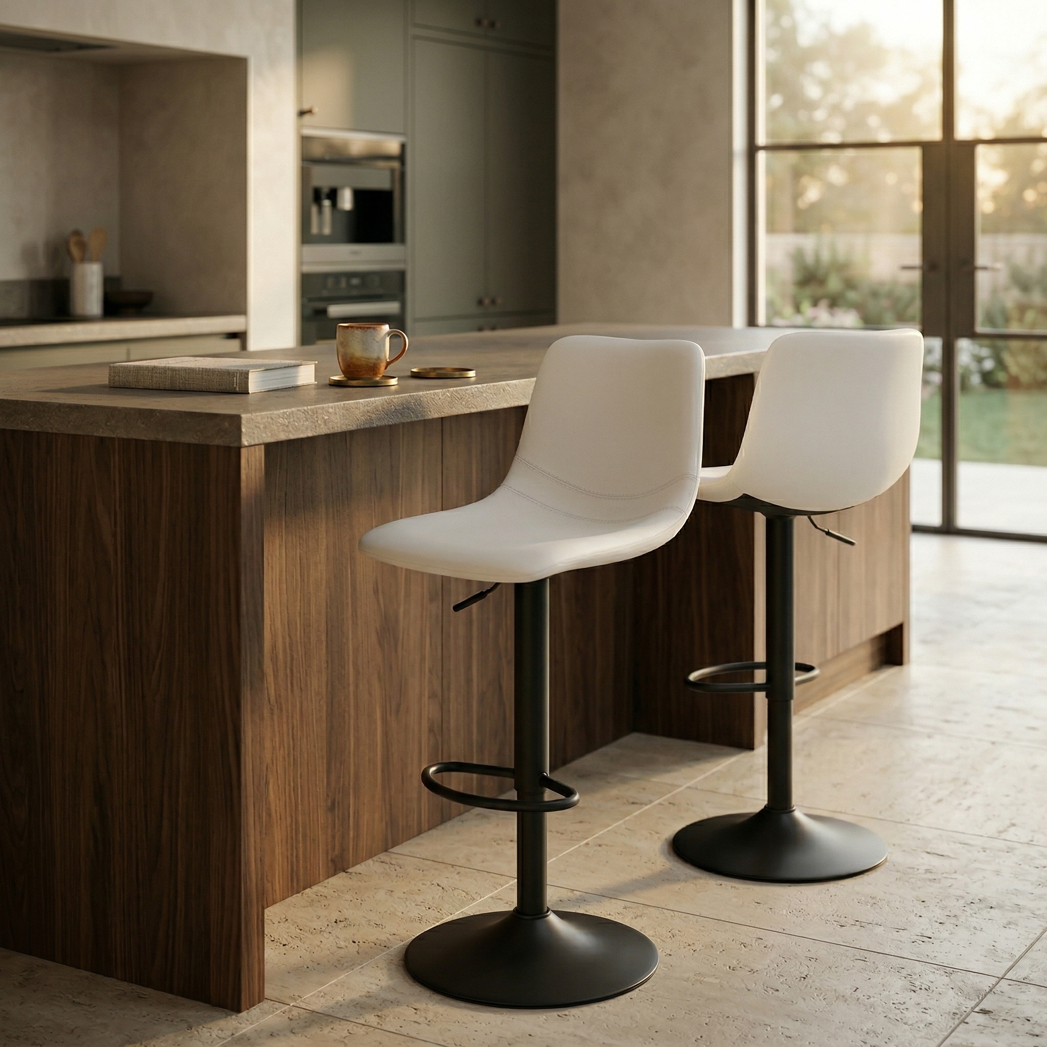 Tilbury Modern Adjustable Bar Stool with Footrest and 360-Degree Swivel