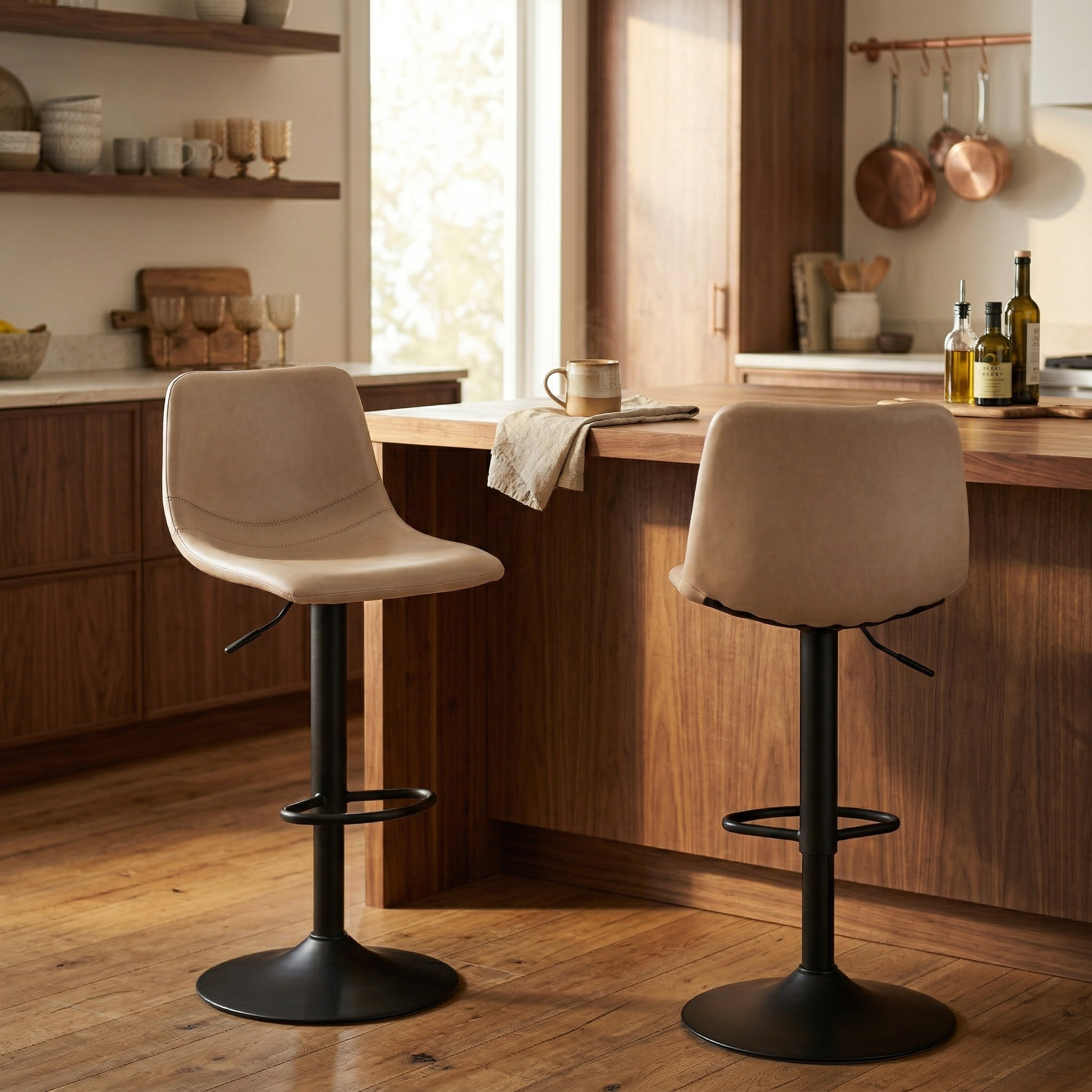 Tilbury Modern Adjustable Bar Stool with Footrest and 360-Degree Swivel