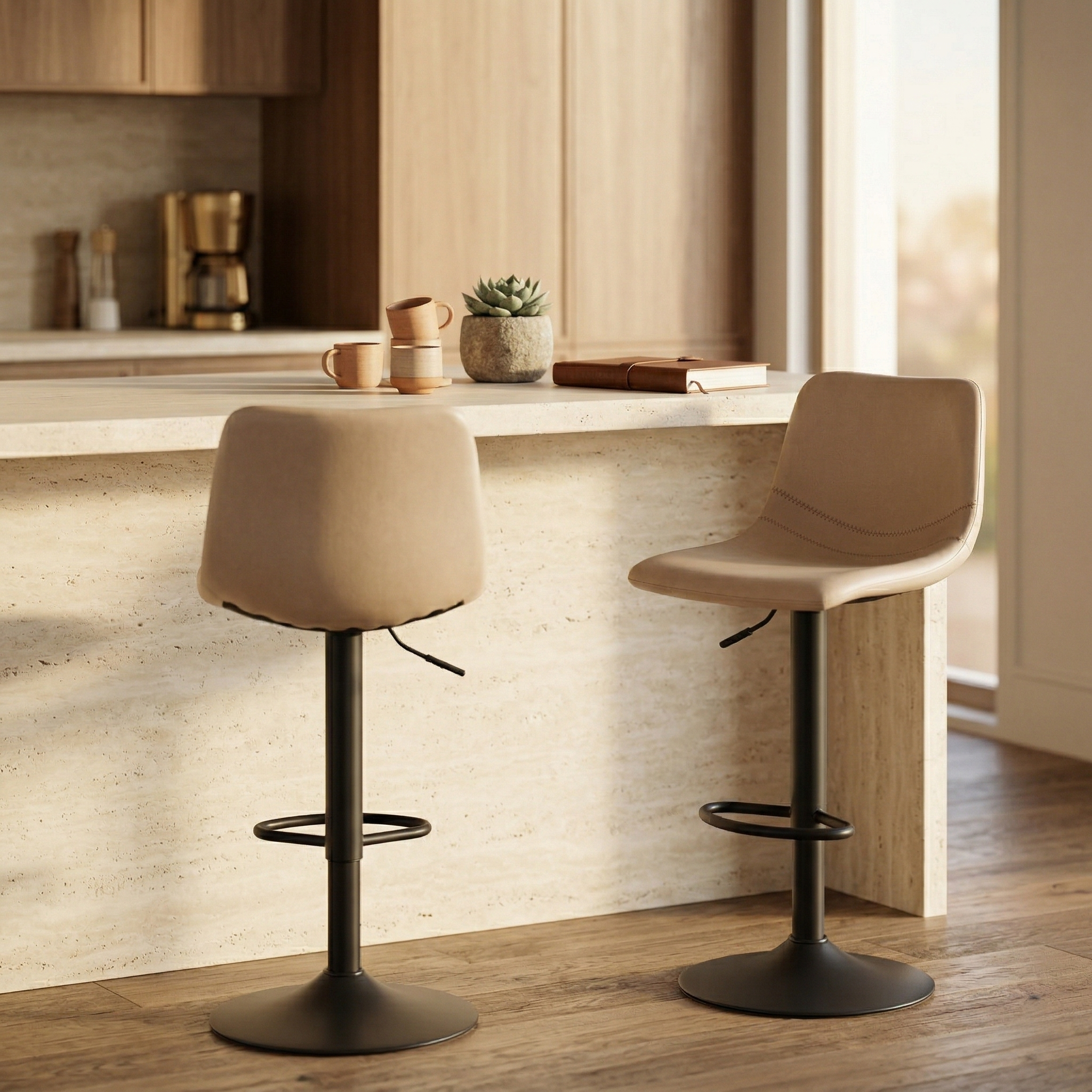 Tilbury Modern Adjustable Bar Stool with Footrest and 360-Degree Swivel