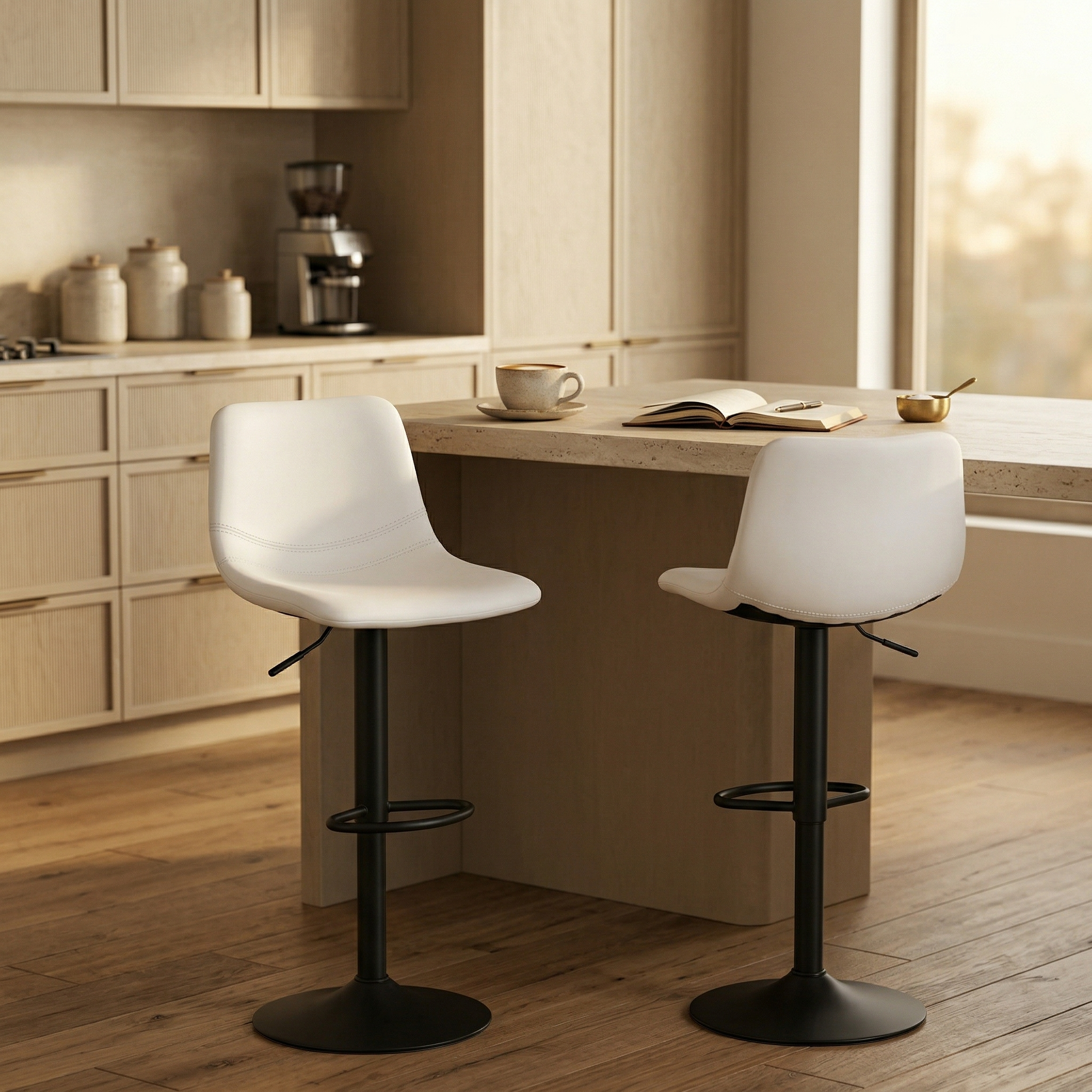 Tilbury Modern Adjustable Bar Stool with Footrest and 360-Degree Swivel