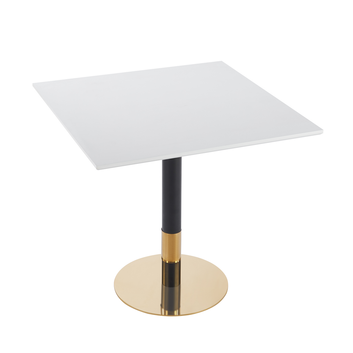 Tuxedo 35 in. Square MDF Tabletop with Iron Pedestal Base with Black/Gold Accents