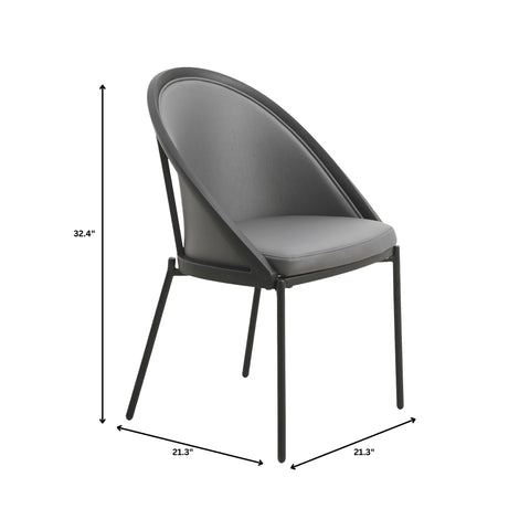 Urbane Dining Chair in Vinyl Fabric with Curved Back and Stainless Steel Legs Set of 2