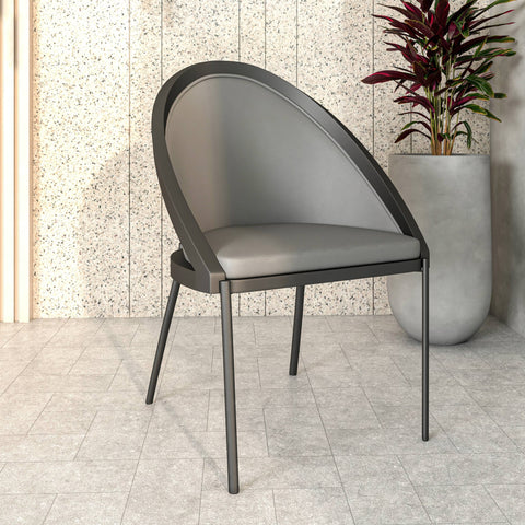 Urbane Dining Chair in Vinyl Fabric with Curved Back and Stainless Steel Legs Set of 2