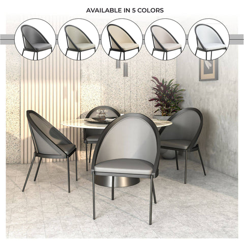 Urbane Dining Chair in Vinyl Fabric with Curved Back and Stainless Steel Legs Set of 2
