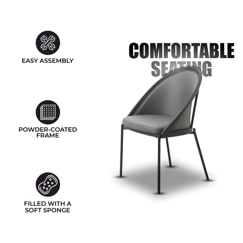Urbane Dining Chair in Vinyl Fabric with Curved Back and Stainless Steel Legs Set of 2